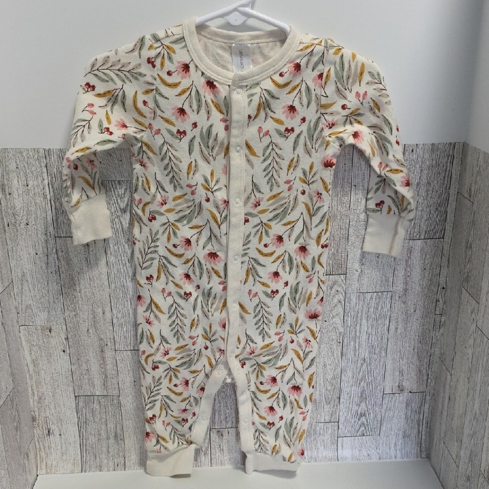 Gerber Modern Moments Cream Floral Baby Long Sleeved Romper
